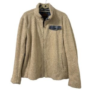 Pendleton Fuzzy Pile Zip Jacket Women XL Beige Heather Gorpcore Granolagirl Cozy